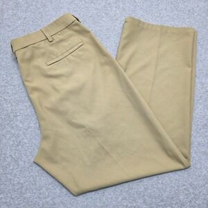 Haggar H26 Mens Khaki Polyester Dress Pants Size 38x30 Flat Front Casual Office